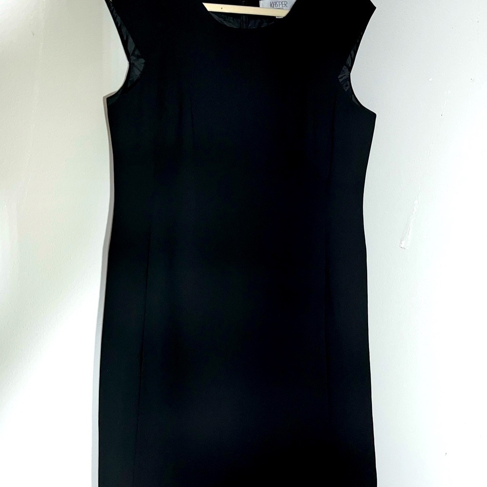 Kasper size 12 black sheath dress, cap sleeve